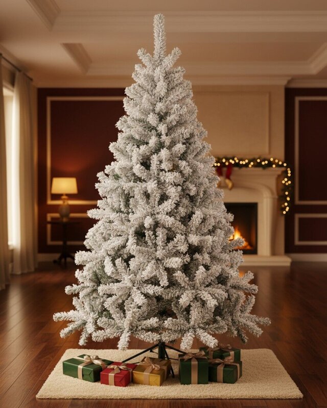 2.3m Dawn White Heavily Flocked Christmas Tree | 1144 Tips & Hinged Branches — image 2