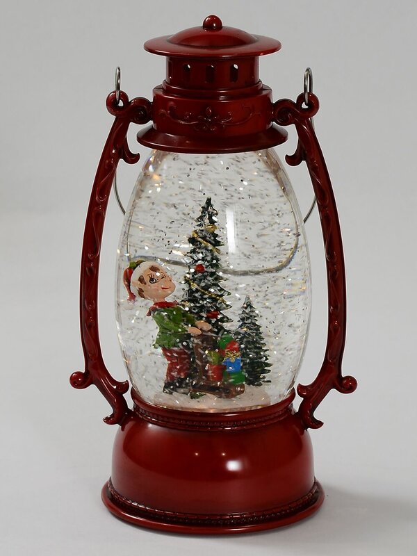 24cm Elf With Gifts On A Sled Snow Globe Hurricane Lantern — image 4
