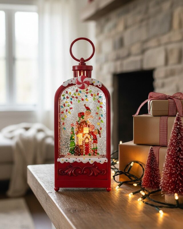 24cm Elves, Candy & Gingerbread LED Christmas Snow Globe Lantern — image 3