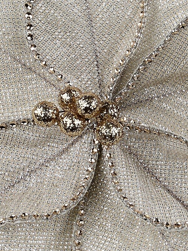 Natural Felt & Rose Gold Diamante Poinsettia Christmas Tree Clip Pick | 24cm — image 3
