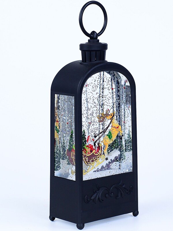 24cm Santa & Sleigh In Forest Snow Globe Lantern — image 4