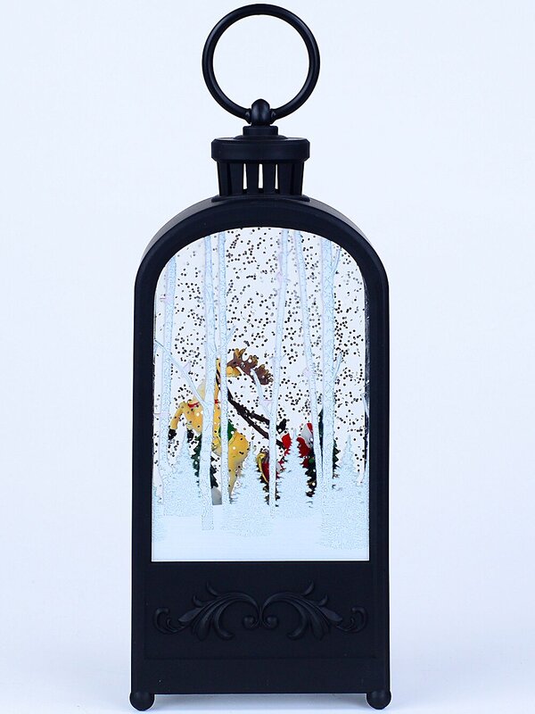 24cm Santa & Sleigh In Forest Snow Globe Lantern — image 5