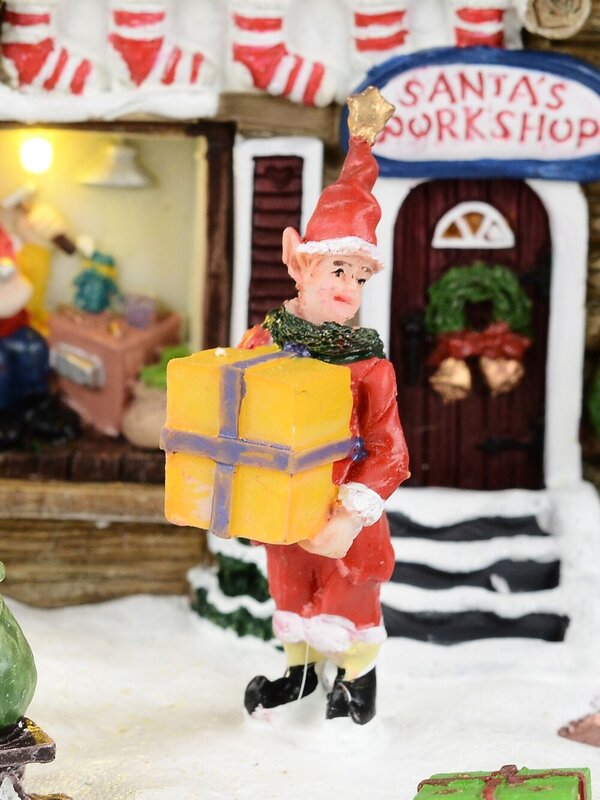 24cm Santa Workshop Illuminated & Animated Battery Christmas Village Scene — image 9