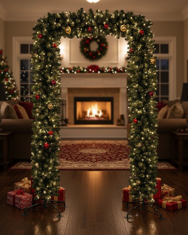 2.4m Balsam Fir Hedge Look Christmas Archway | 1200 Tips & Metal Frame — image 3