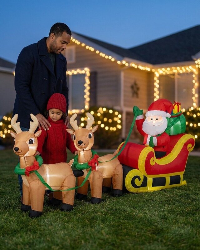 2.4m Large Santa, Sleigh & Reindeer | LED Outdoor Inflatable — image 3