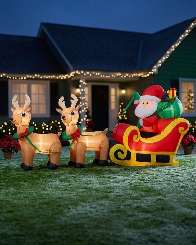 2.4m Large Santa, Sleigh & Reindeer | LED Outdoor Inflatable — image 2