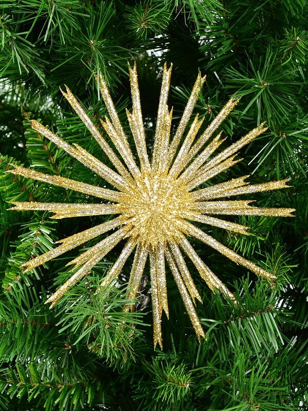 Gold & Platinum Starburst Ornament Christmas Tree Clip Pick | 25cm — image 2