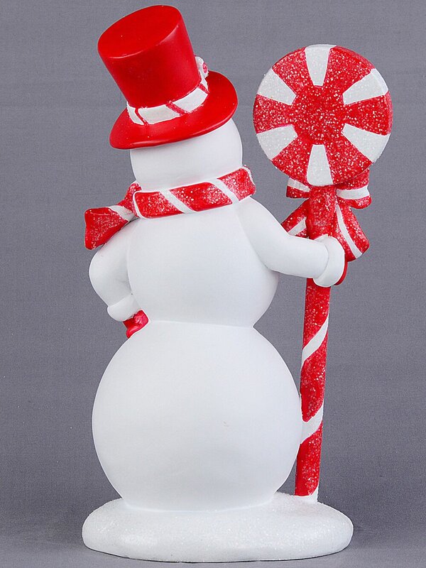 25cm Red & White Lollipop Snowman Candy Kingdom Resin Figurine — image 4