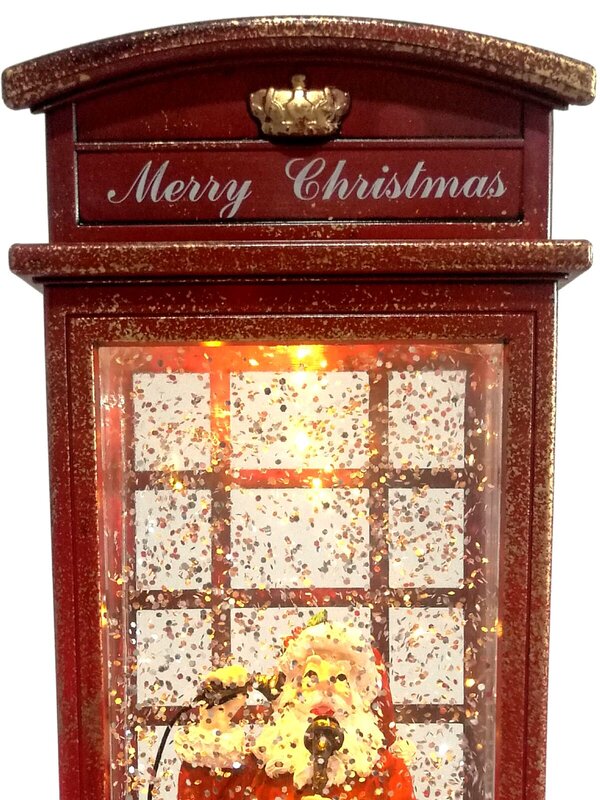 25cm Santa & Candlestick Phone Booth Snow Globe Lantern — image 2