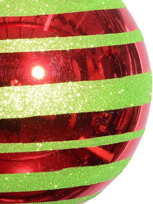 25cm Whimsical Red & Green Glitter Stripe Large Display Bauble — image 3