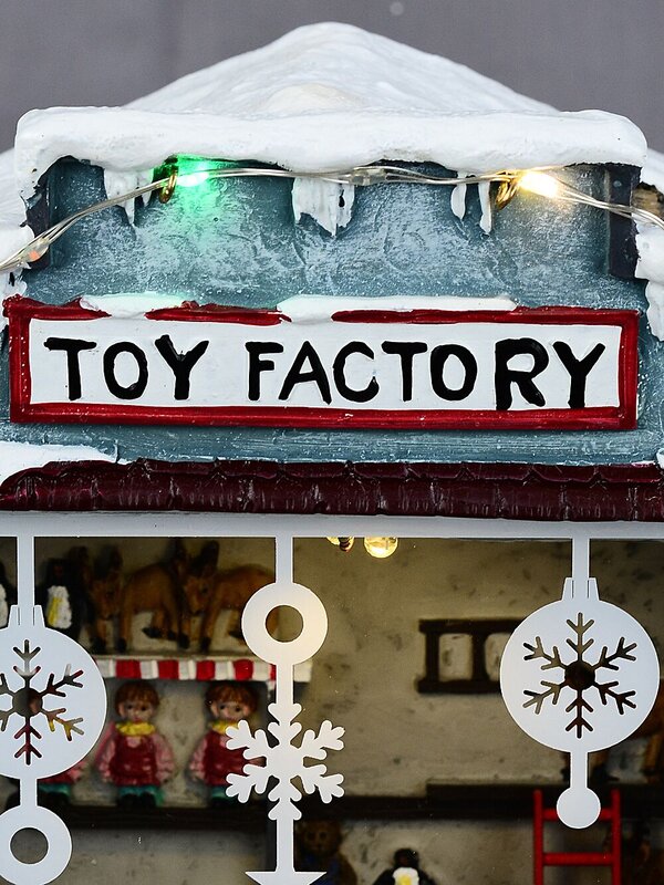 26cm Santa Toy Factory With Animated Elves LED Christmas Village Scene — image 6