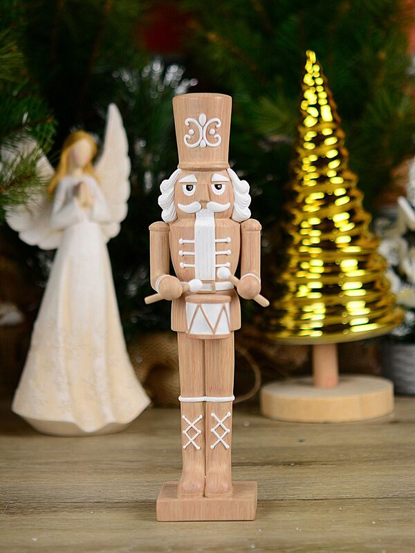26cm Wooden Look Toy Soldier Drummer Boy Resin Figurine — image 2