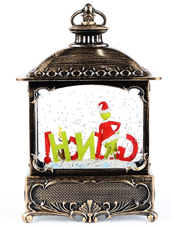 27cm Dr. Seuss Grinch Wood Stove Look Snow Globe Lantern — image 5