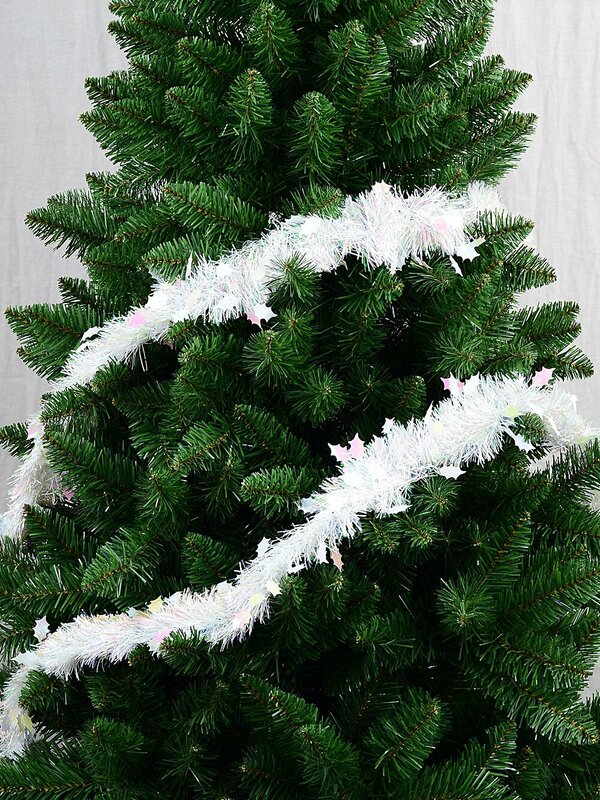 2.7m White Holly Leaf & Iridescent Fir Needle 6ply 80mm Tinsel Garland — image 2