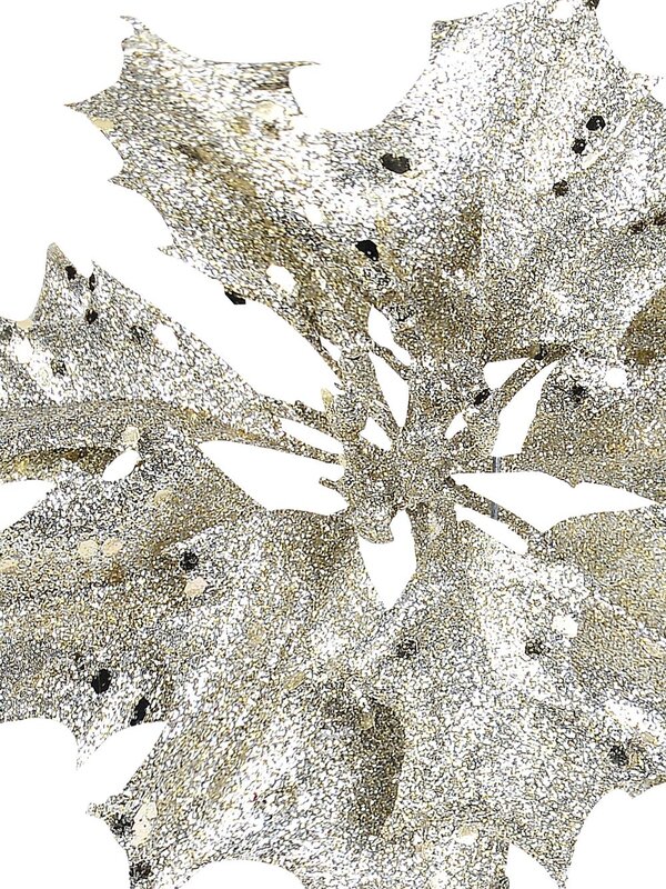 Champagne Holly Leaf Flower Christmas Tree Stem Pick | 28cm — image 3