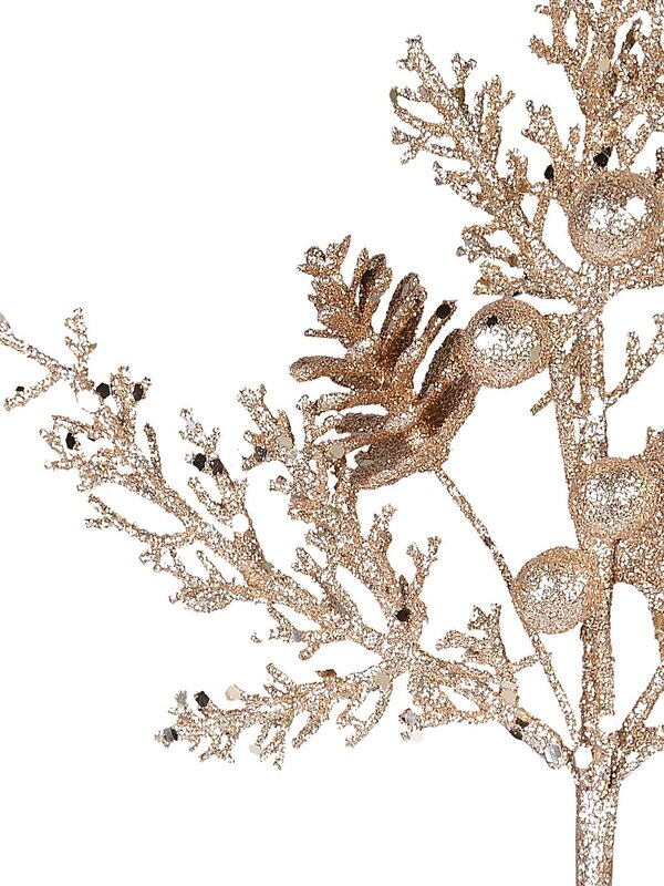 Champagne Mixed Foliage With Pinecone & Berries Christmas Stem Pick | 28cm — image 3