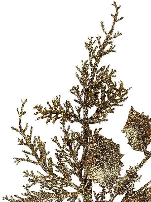 Gold Glitter Mixed Foliage With Pinecone & Berries Christmas Stem Pick | 28cm — image 3