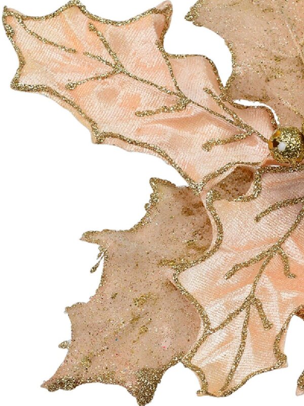 28cm Pink Glitter Two Style Bract Poinsettia Flower Christmas Tree Clip Pick — image 4