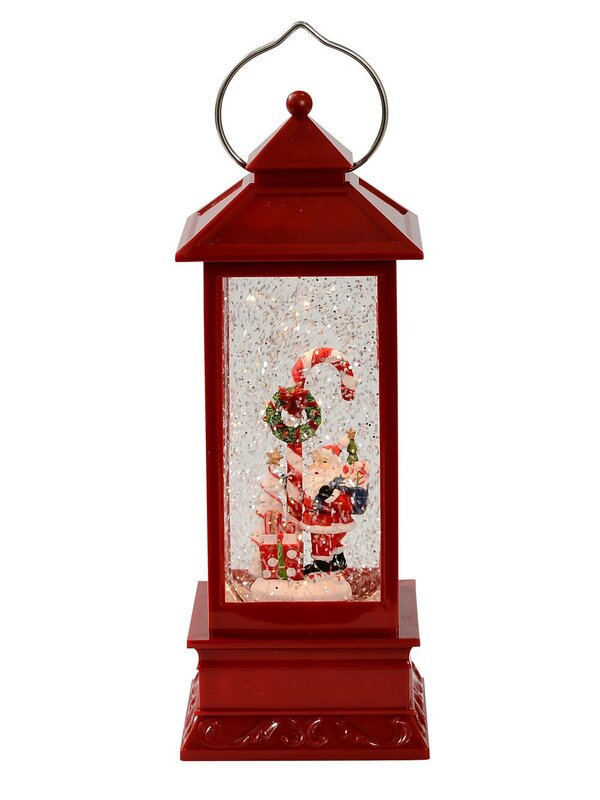 28cm Santa & Candy Cane Farmhouse Snow Globe Lantern — image 2