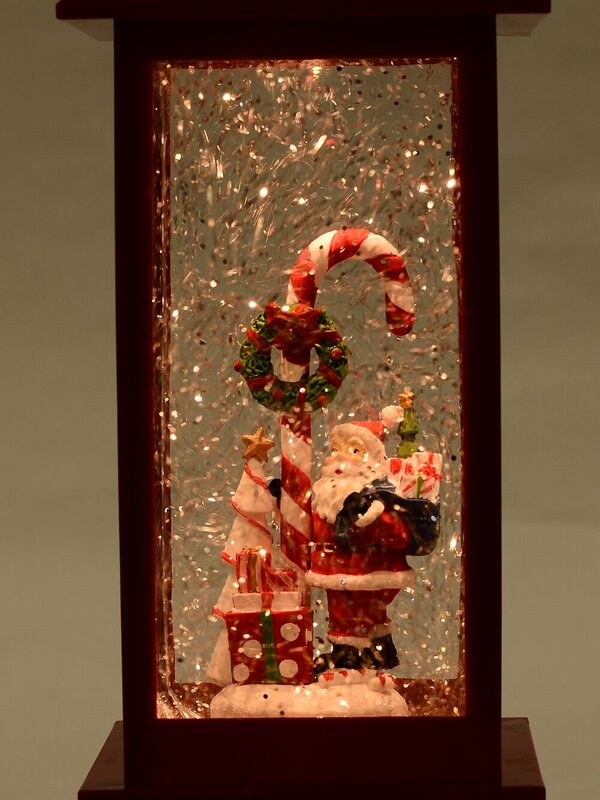 28cm Santa & Candy Cane Farmhouse Snow Globe Lantern — image 5