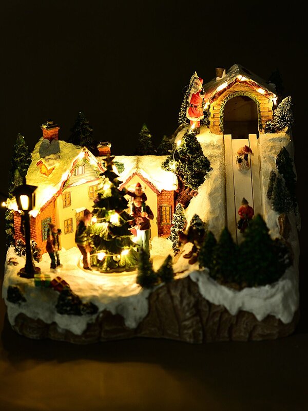 28cm Santa's Piste & Decorating The Town Centre Tree Village Scene — image 3