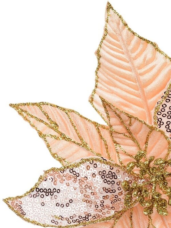 28cm Three Style Peach Pink Poinsettia Christmas Tree Clip Pick