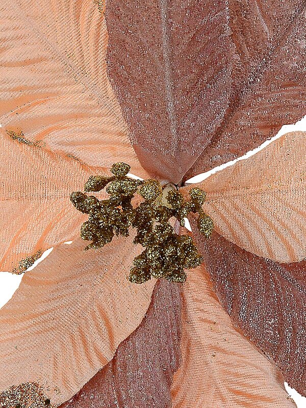 Three Style Pink & Rose Gold Poinsettia Christmas Tree Clip Pick | 28cm — image 3