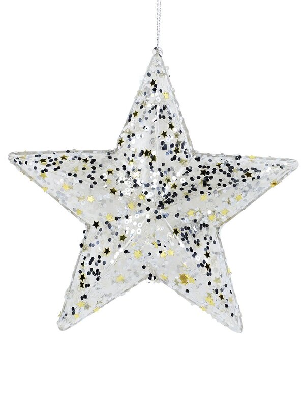 2x Clear Pink & White Sequin Star Whimsical Essential Ornaments | 17cm — image 4