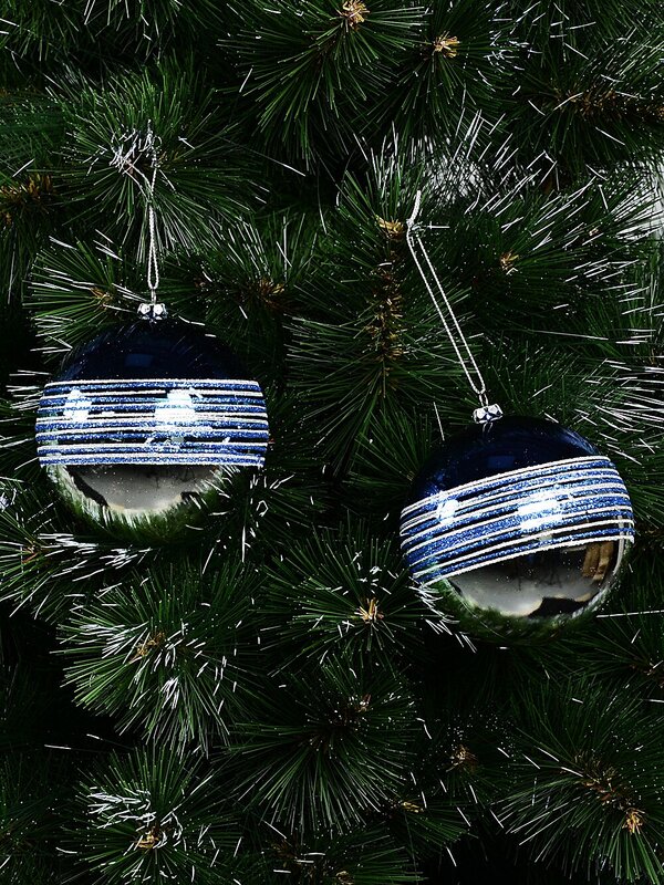 2x Dynamic Champagne & Blue Signature Gradated Glitter Baubles | 10cm — image 2