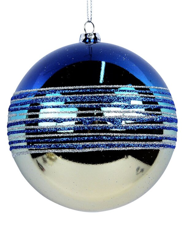 2x Dynamic Champagne & Blue Signature Gradated Glitter Baubles | 10cm — image 3