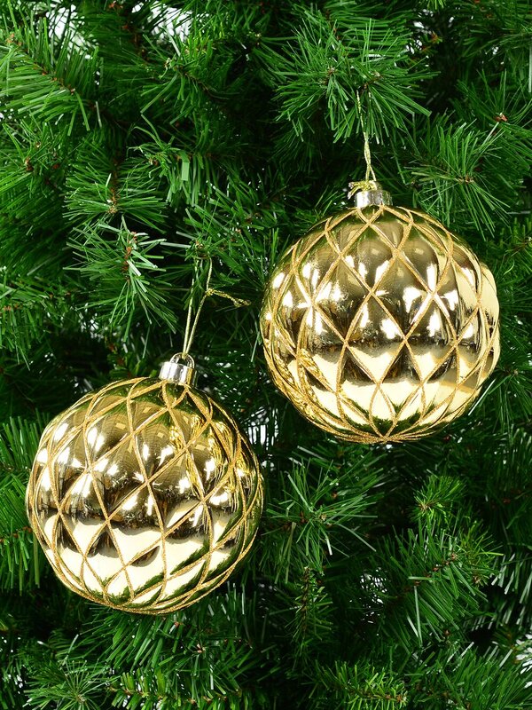 2x Dynamic Gold Grand Diamond Textured Glitter Baubles | 15cm — image 5