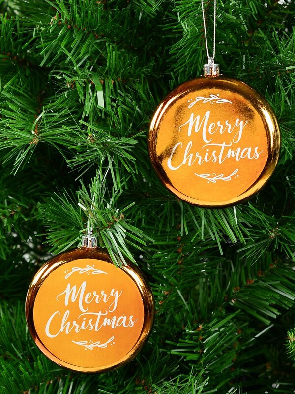 2x Factory Second Radiant Gold Merry Christmas Disc Ornaments | 11cm — image 2