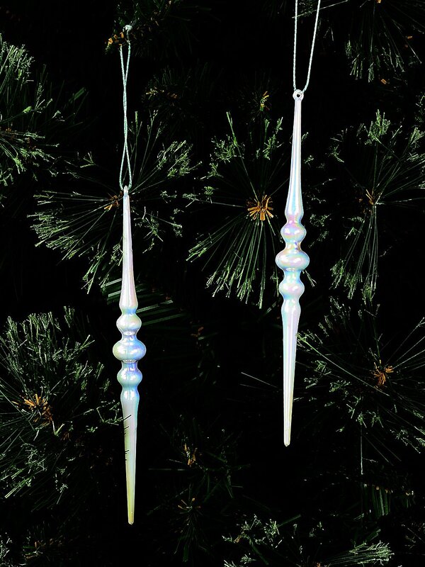 2x Gloss Iridescent Icicle Whimsical Essential Ornament | 17cm — image 2
