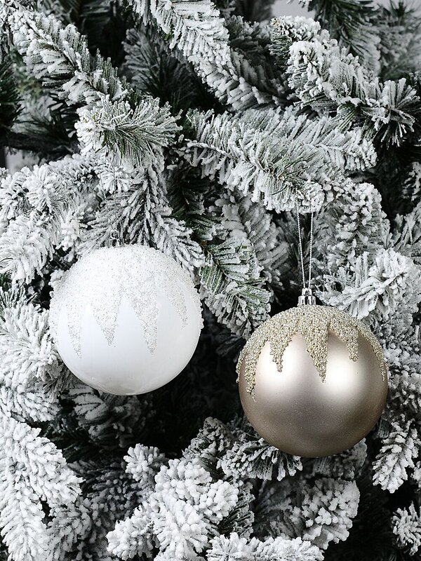 2x Opulent White & Champagne Signature Beaded Icicle Baubles | 10cm — image 2