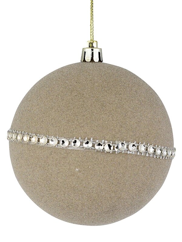 2x Opulent White & Coffee Signature Flocked Diamante Baubles | 95mm — image 3