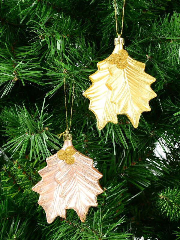 2x Radiant Gold & Rose Gold Mistletoe Whimsical Essential Ornaments | 12cm — image 2