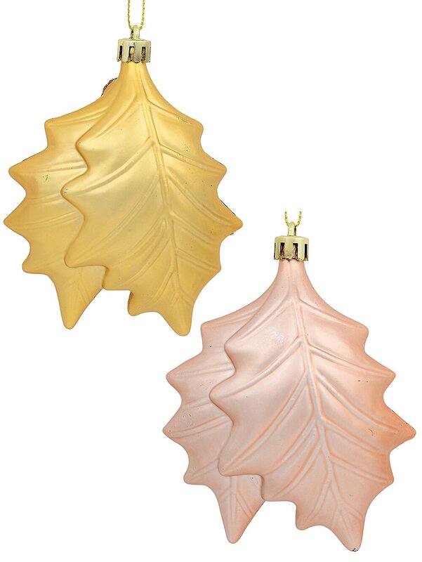 2x Radiant Gold & Rose Gold Mistletoe Whimsical Essential Ornaments | 12cm — image 3