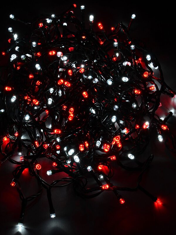 300 Red & Cool White LED String Fairy Lights 8 Function | 15m