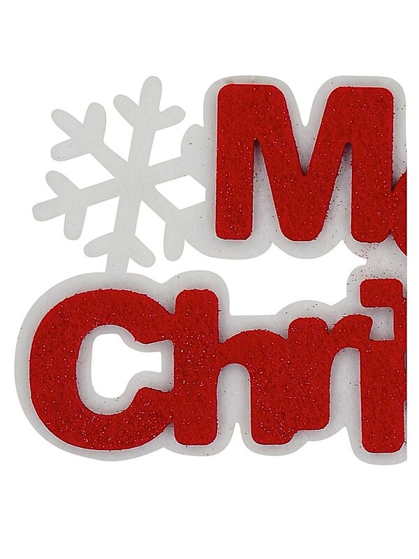 Hanging Red & White Felt Merry Christmas Snowflake Motif Sign | 30cm