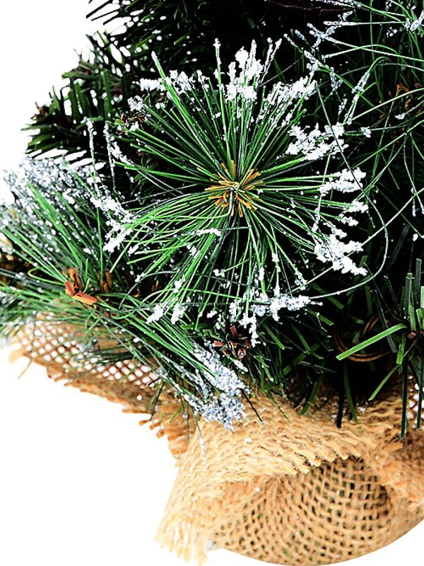 30cm Morning Frost Tabletop Tree With Pinecones | 37 Tips & Burlap Base — image 3