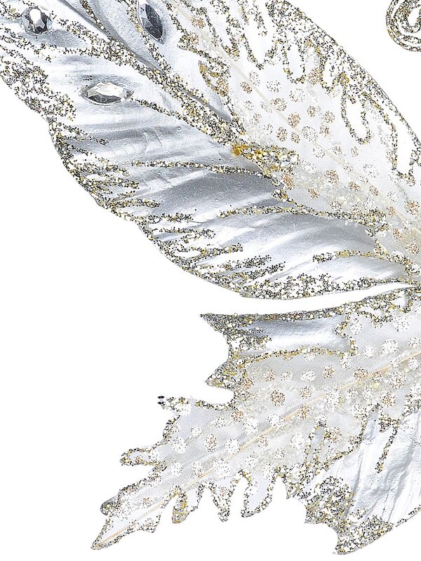 32cm Large Platinum Butterfly With Sheer Wings Christmas Tree Clip Pick — image 3