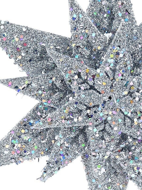 32cm Silver Glitter & Iridescent Sequin Christmas Star Tree Top Decoration — image 3