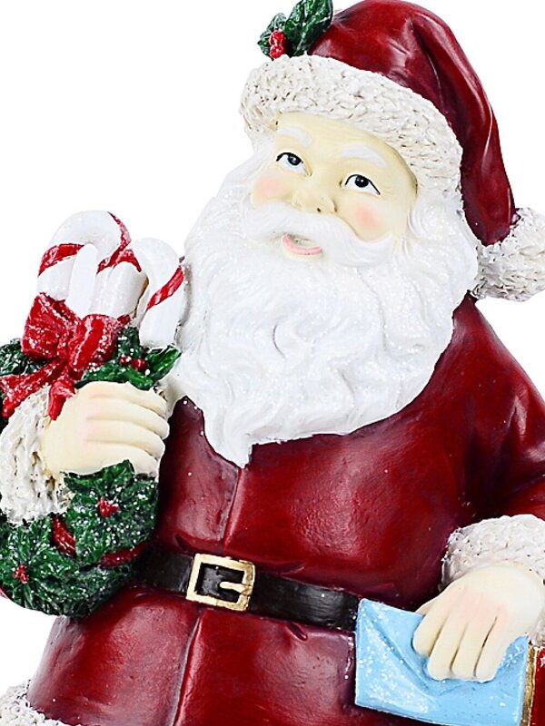 33cm Classic Santa Claus & Mail Post Box Decorative Resin Statue Ornament — image 5