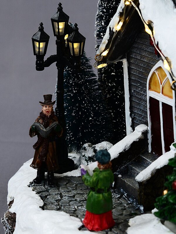 35cm Winter Church LED Christmas Village Scene With Animated Bell & Tree — image 6