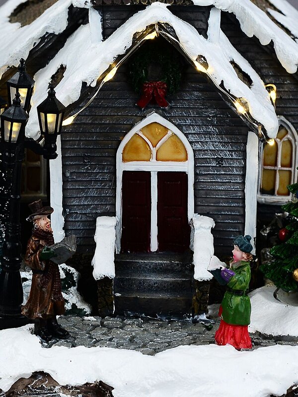 35cm Winter Church LED Christmas Village Scene With Animated Bell & Tree — image 5