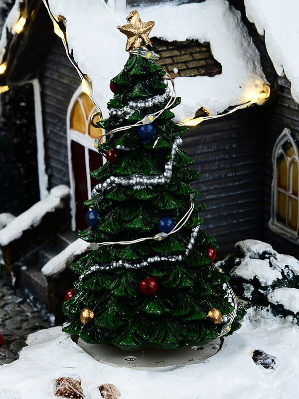35cm Winter Church LED Christmas Village Scene With Animated Bell & Tree — image 7