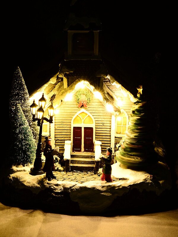 35cm Winter Church LED Christmas Village Scene With Animated Bell & Tree — image 3