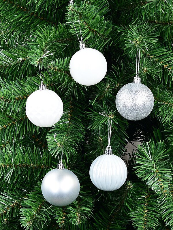35x Lustrous Silver & Matte White Mixed Essential Baubles | 60mm — image 2