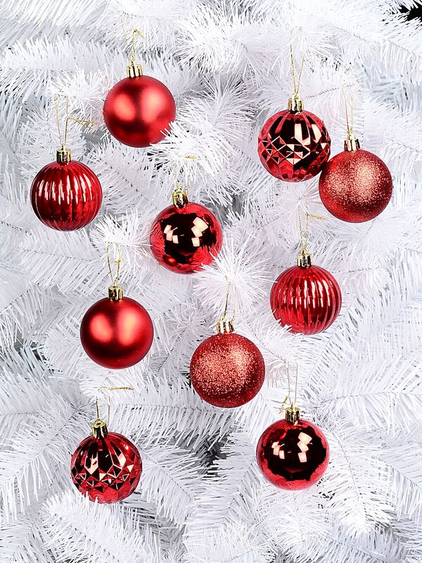 35x Red Shiny Matte Glitter & Pearl Essential Baubles | 60mm — image 2