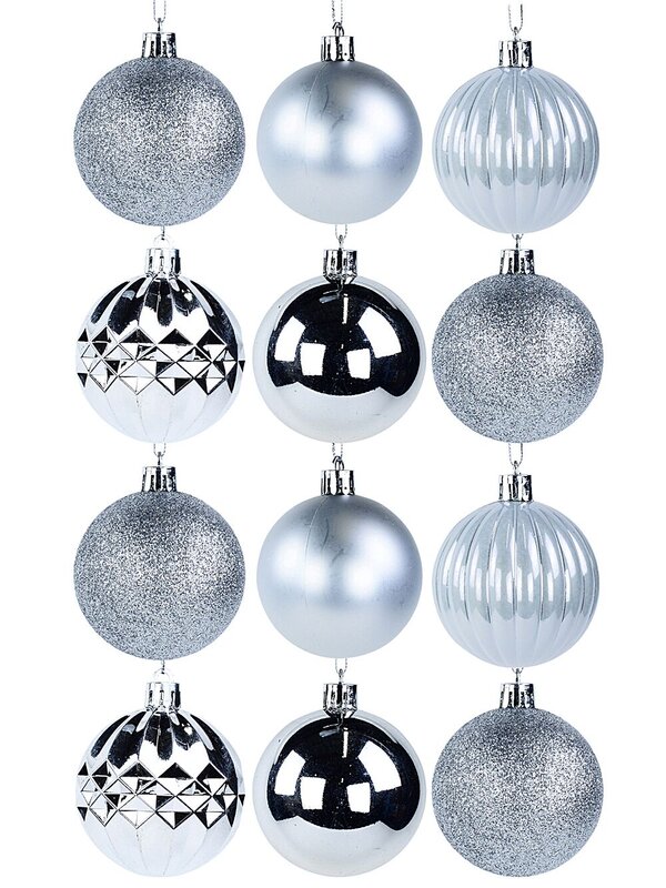 35x Timeless Silver Mixed Essential Baubles | 60mm — image 3